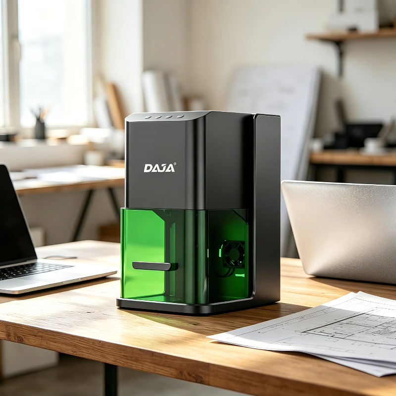 Laser Marking Machine - DAJA MR CARVE C1：木、革、ガラスなどに使用できる、持ち運び可能な完全密閉型の安全な超高速レーザー彫刻機。カスタムギフトにも最適。