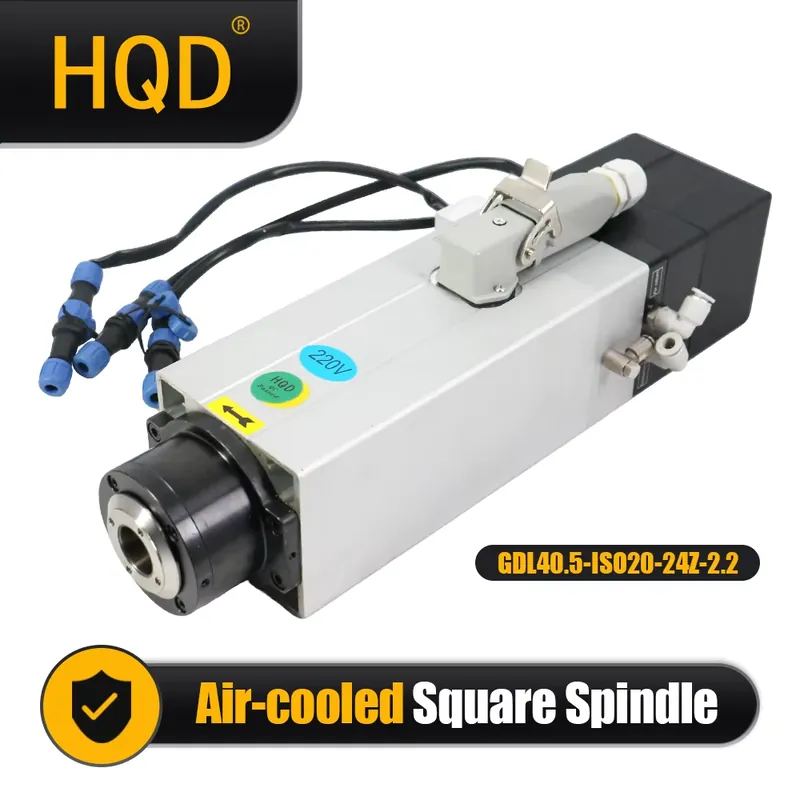Cnc Spindle Motor - ポーランドはHQD GDL40.5-ISO20-24Z-2.2 220V 24000RPM ATC空冷式角型自動ツールチェンジャースピンドルモーターをCNC用に出荷しました