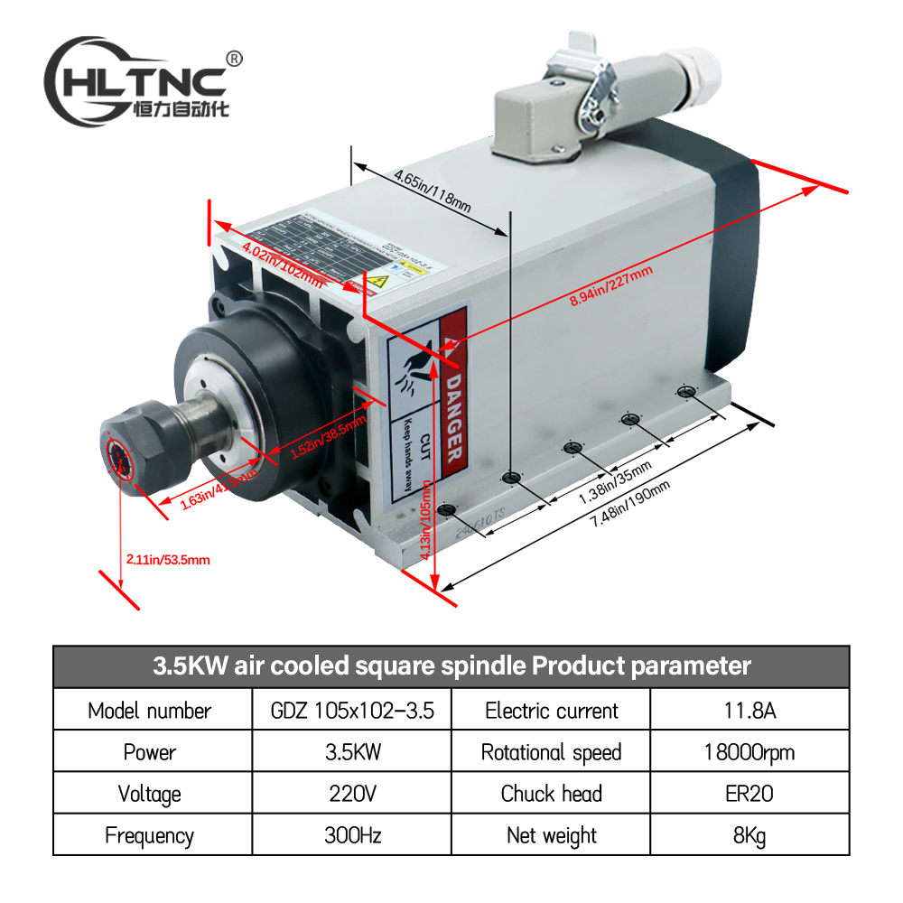 3.5KW ER20 220V角型フライエッジジャンクション - Cnc Spindle Motor のレビューと価格